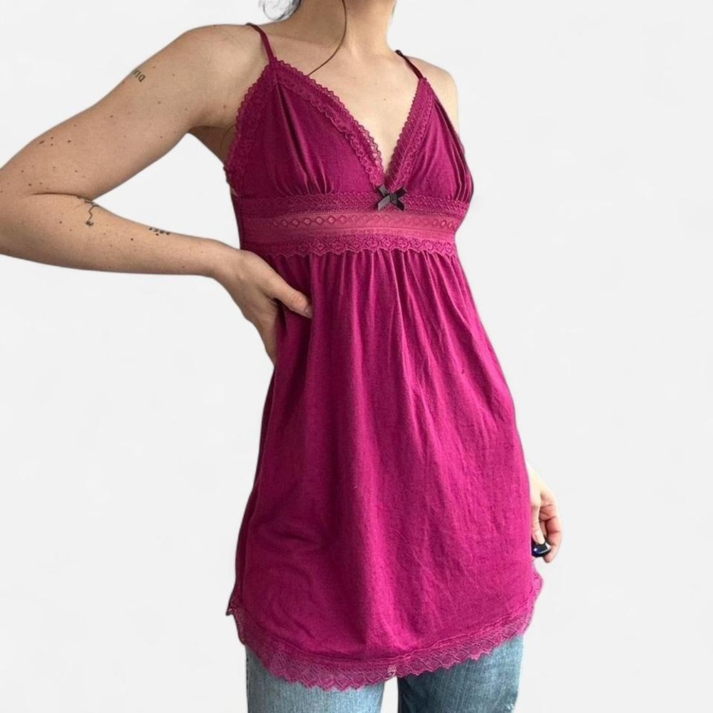 y2k babydoll tank in fuchsia